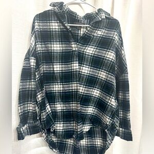 French Connection Plaid Flannel Top • 3/4 Sleeves • S • Oversized